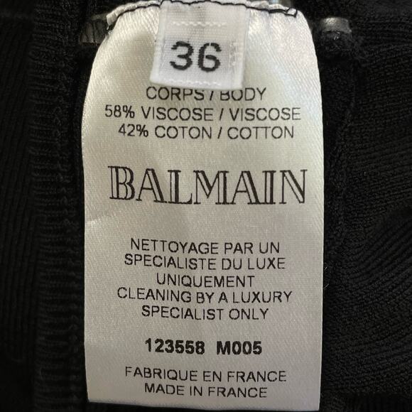 Balmain Knit Ribbed One Shoulder Ruffle Bodycon Midi Dress 36 EU 4 US - Picture 5 of 6